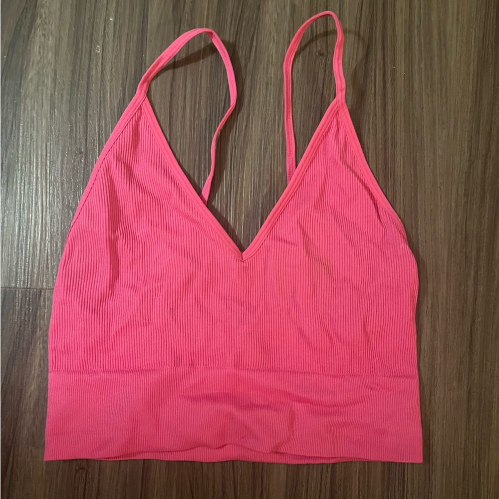 Pink v-neck crop top